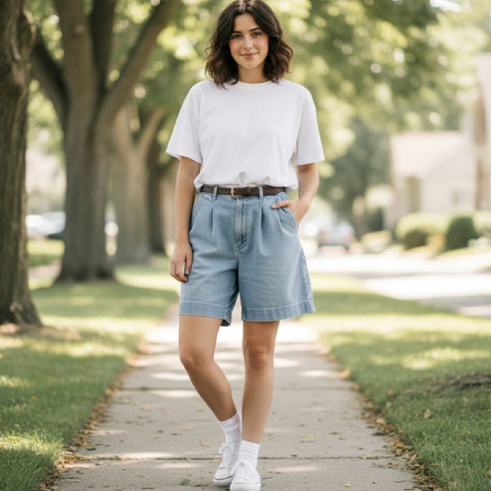 VTG 90s Talbots High Waist‎ Light Wash Mom Jean Shorts SZ 8 Petite Preppy Y2K